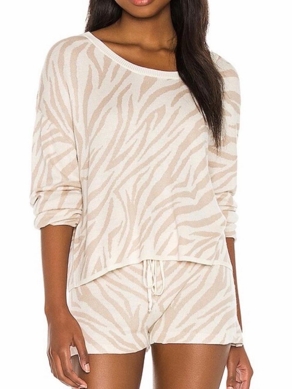 Beach Riot Cream Zebra-Print Lounge Set